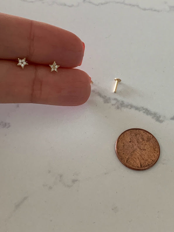 14K Gold 4MM Mini Star Studs Earrings, Star Earrings, Gold Studs, Celestial Earrings, 14K Gold Earrings