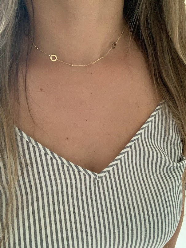 14K Gold Open Discs Necklace | Layering Necklaces | Minimalist Jewelry | Discs Necklace |REAL GOLD