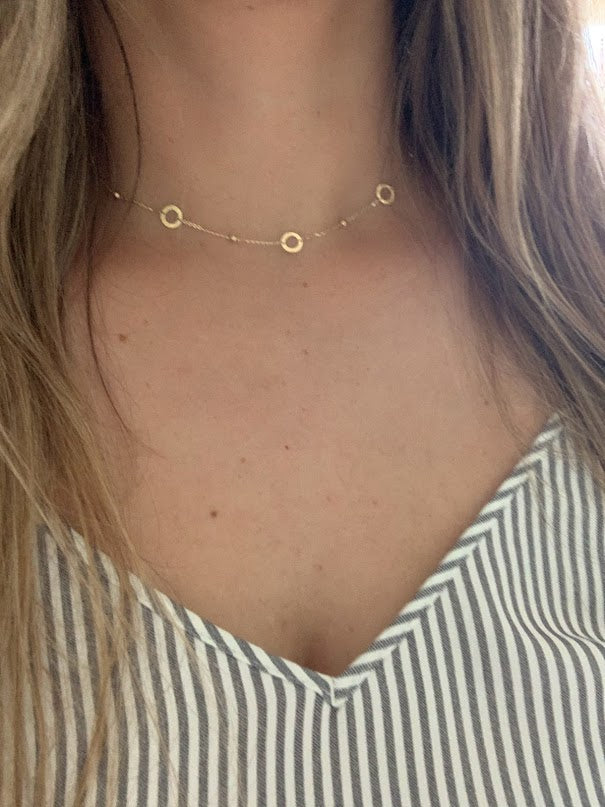 14K Gold Open Discs Necklace | Layering Necklaces | Minimalist Jewelry | Discs Necklace |REAL GOLD