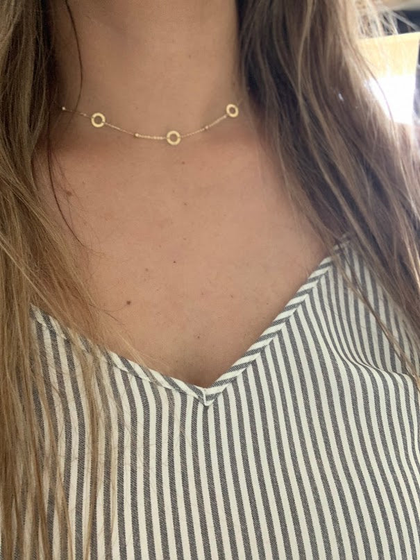 14K Gold Open Discs Necklace | Layering Necklaces | Minimalist Jewelry | Discs Necklace |REAL GOLD
