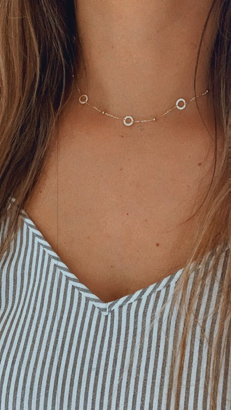 14K Gold Open Discs Necklace | Layering Necklaces | Minimalist Jewelry | Discs Necklace |REAL GOLD