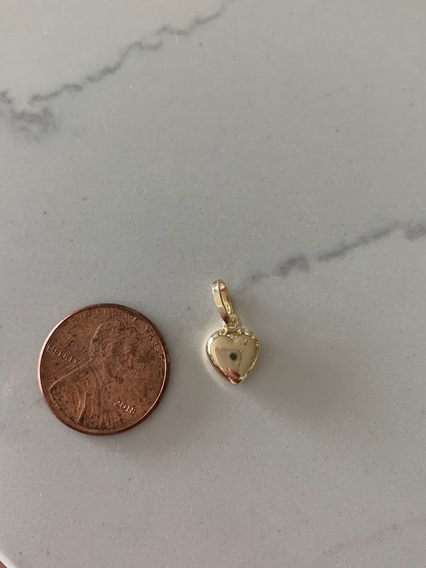 14K Solid Gold Puff Heart Pendant | Love Charm | Puff Heart | Heart Pendant | Dainty Pendant