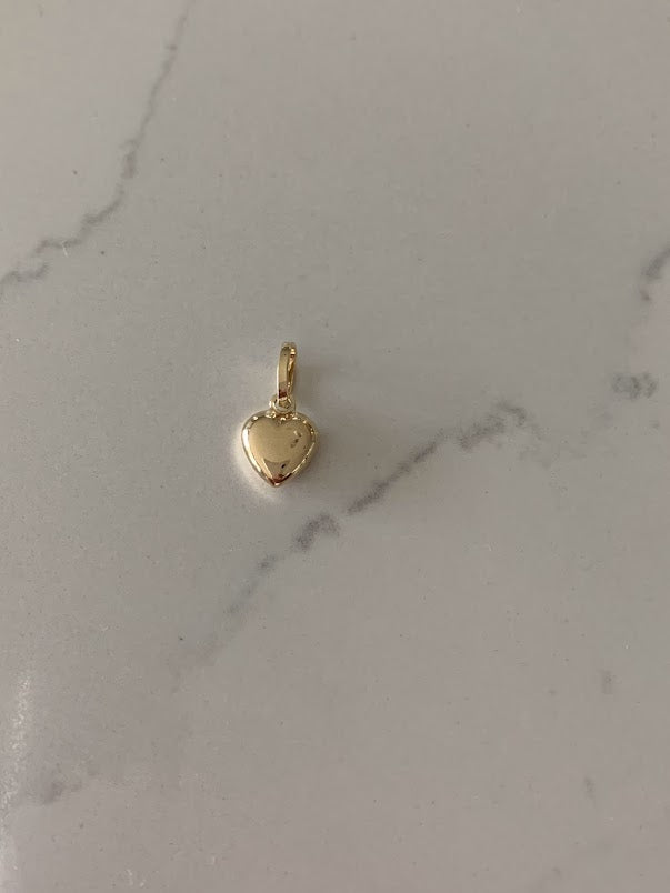 14K Solid Gold Puff Heart Pendant | Love Charm | Puff Heart | Heart Pendant | Dainty Pendant