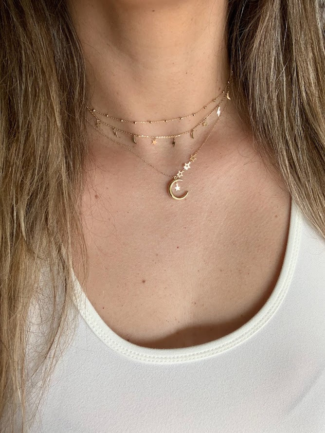 14k Solid Gold Tiny Beads Necklace, Dainty Necklace, Layering Necklace, 16"/18" Necklace