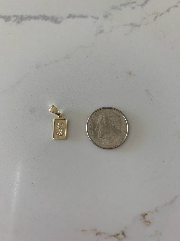 14K Solid Gold Scapular Pendant | Yellow Gold Scapular | Catholic Pendant | 14K Solid Gold Mount of Carmel Virgin and Sacred Heart of Jesus