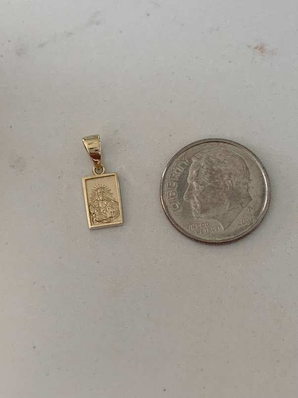 14K Solid Gold Scapular Pendant | Yellow Gold Scapular | Catholic Pendant | 14K Solid Gold Mount of Carmel Virgin and Sacred Heart of Jesus