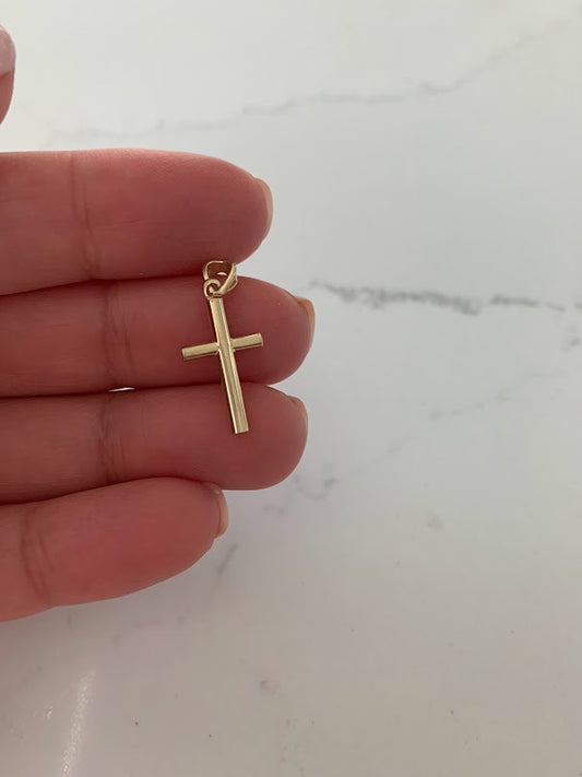 17MM 14K Solid Gold Cross | Yellow Gold Cross | Catholic Pendant | 14K Solid Gold Cross Christian Pendant | Tube Cross