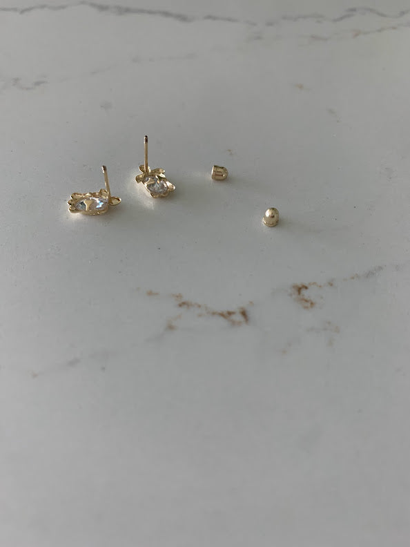 14K Solid Yellow Gold Turtle Earrings, CZ Turtle Earrings, Girl Earrings, Children Earring, Girl Studs