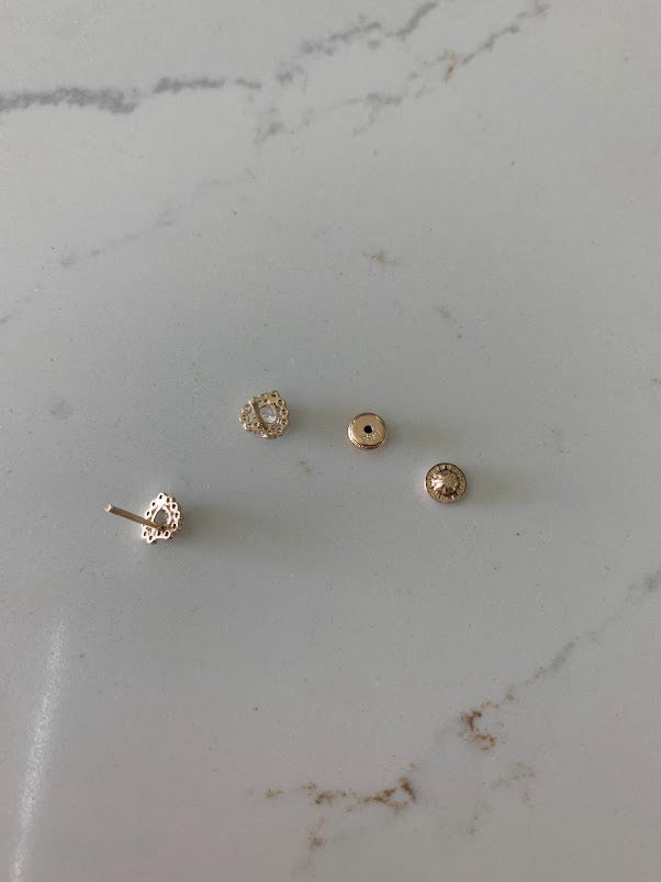 14K Heart Cubic ZC Earrings, Dainty Earrings, Women Earrings, Kid Earrings, Gold Hearts, Gold Heart Earrings