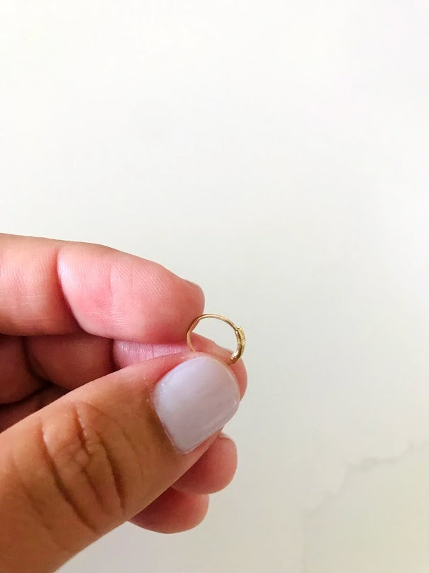 14K Yellow Gold, Hoop with Tiny Bar Nose Ring, Yellow Gold Nose Ring, Hoop Nose Ring
