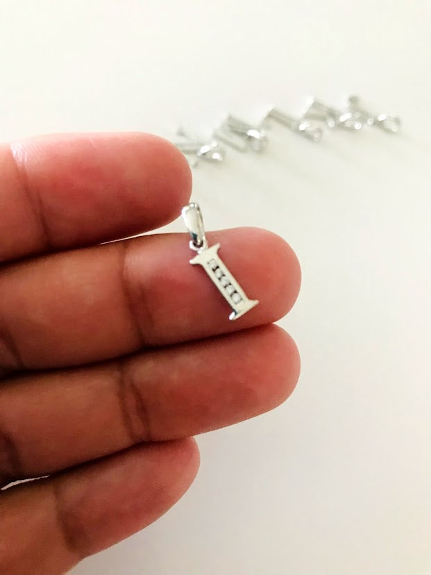 14K White Gold Initial Pendant with CZ