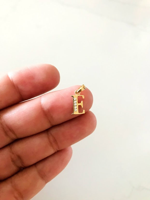 14K Yellow Gold Initial Pendant with CZ