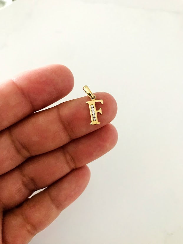 14K Yellow Gold Initial Pendant with CZ