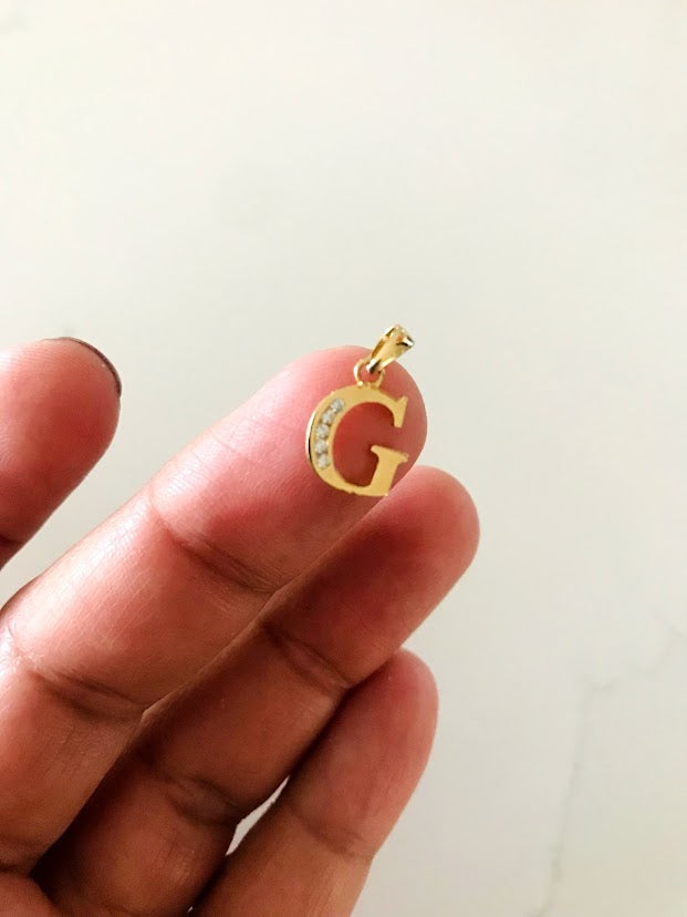 14K Yellow Gold Initial Pendant with CZ