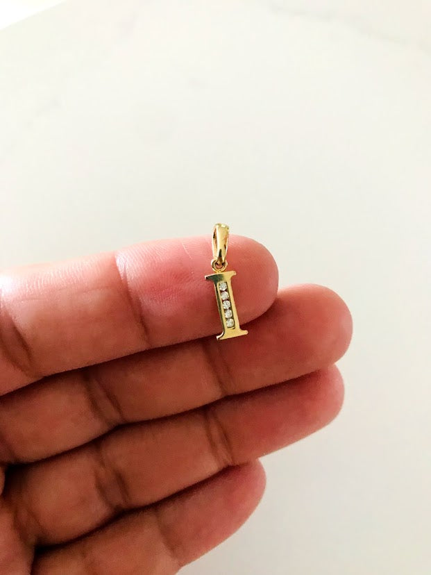14K Yellow Gold Initial Pendant with CZ