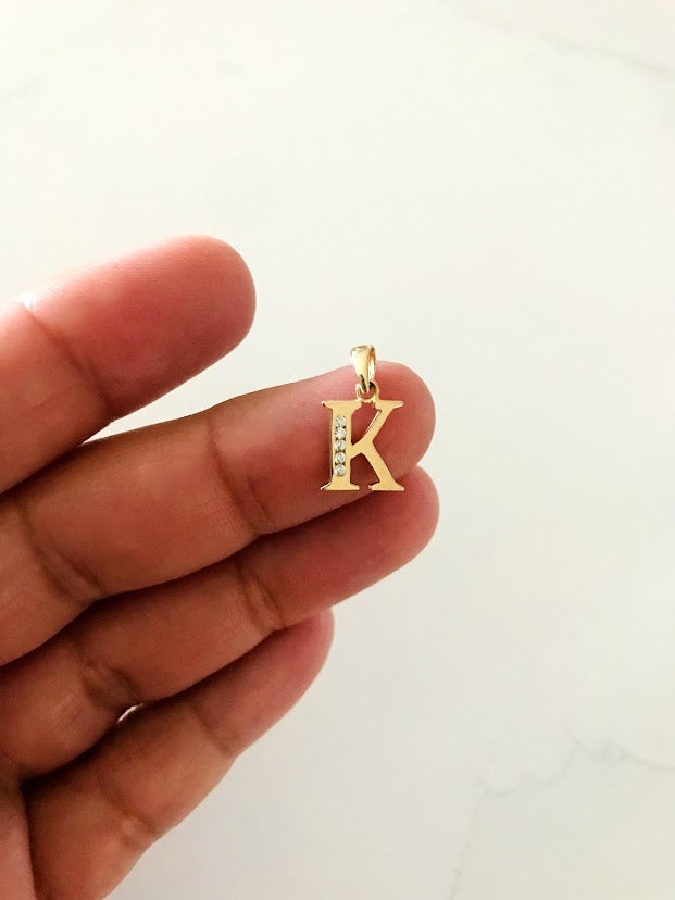 14K Yellow Gold Initial Pendant with CZ