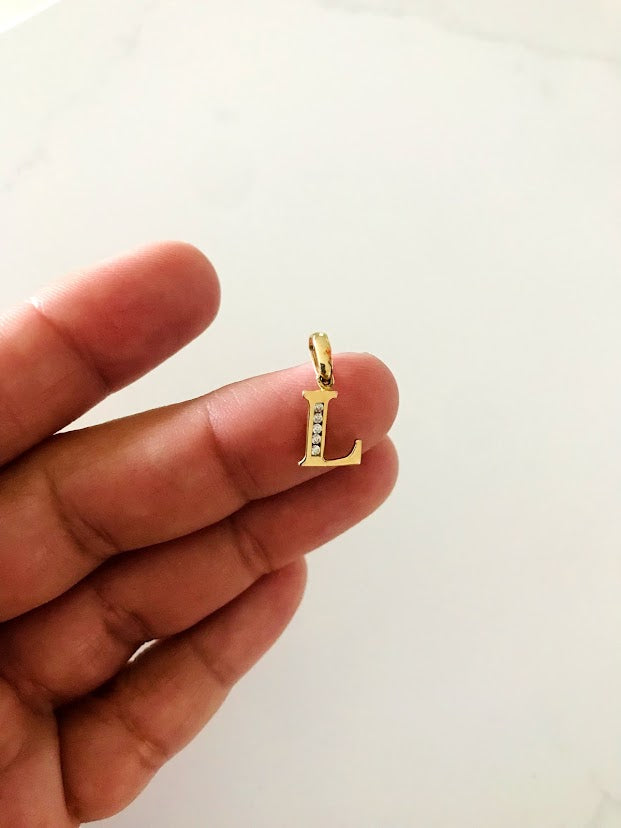 14K Yellow Gold Initial Pendant with CZ