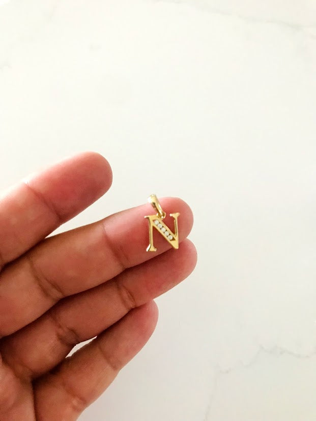 14K Yellow Gold Initial Pendant with CZ