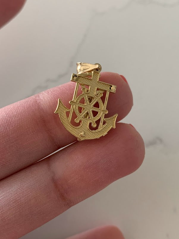 14K Solid Gold Jesus in a Anchor Pendant | Yellow Gold Pendant | Anchor Pendant | 14K Gold Pendant
