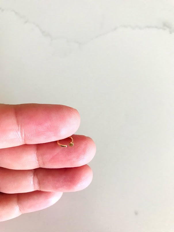 14K Yellow Gold, Open Hoop with Tiny Knot Nose Ring, Yellow Gold Nose Ring, Hoop Nose Ring