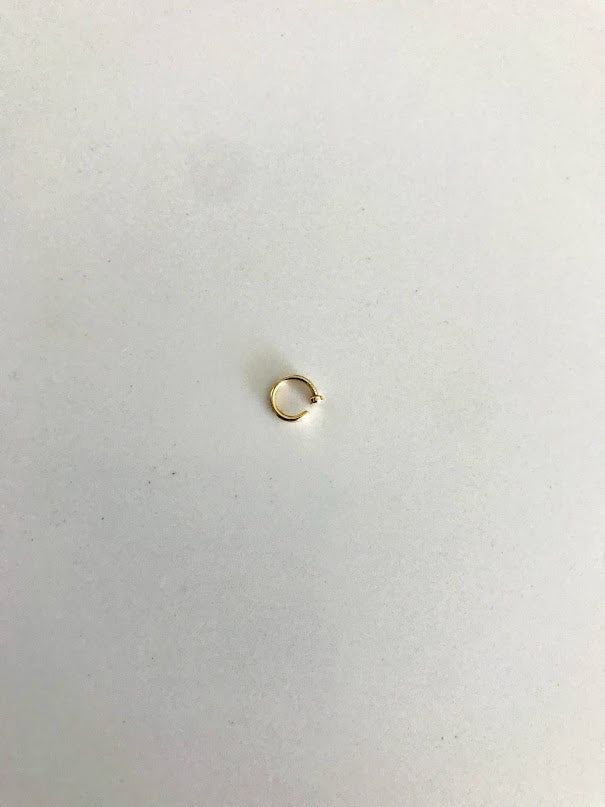 14K Yellow Gold, Open Hoop with Tiny Knot Nose Ring, Yellow Gold Nose Ring, Hoop Nose Ring