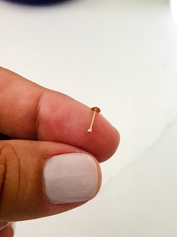 14K Yellow Gold, Heart Nose Stud, Yellow Gold Nose Stud, Bone Nose Stud