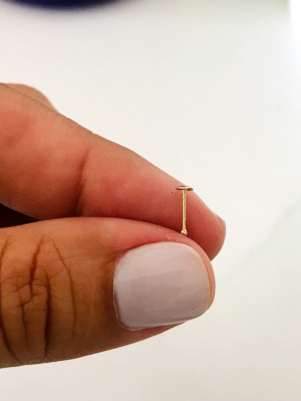14K Yellow Gold, Heart Nose Stud, Yellow Gold Nose Stud, Bone Nose Stud