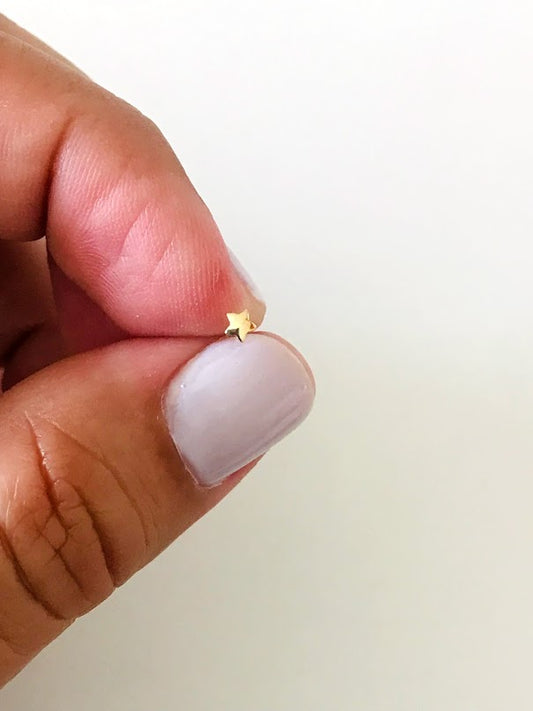 14K Yellow Gold, Star Nose Stud, Yellow Gold Nose Stud, Bone Nose Stud