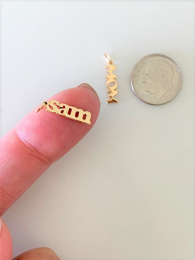 4MM 14K Solid Gold Name/Word Pendant | Personalized Pendant