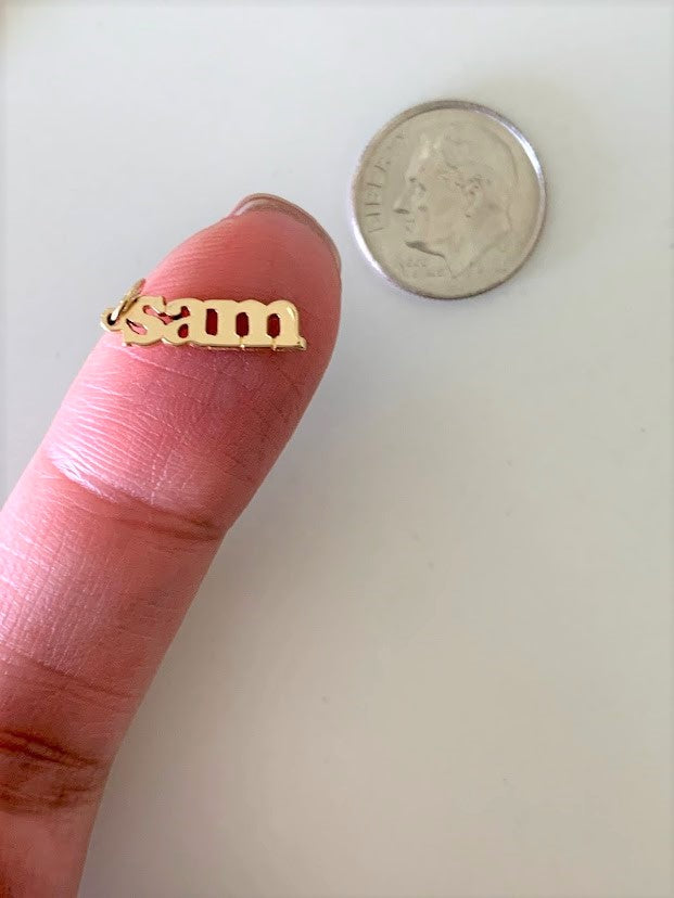 4MM 14K Solid Gold Name/Word Pendant | Personalized Pendant