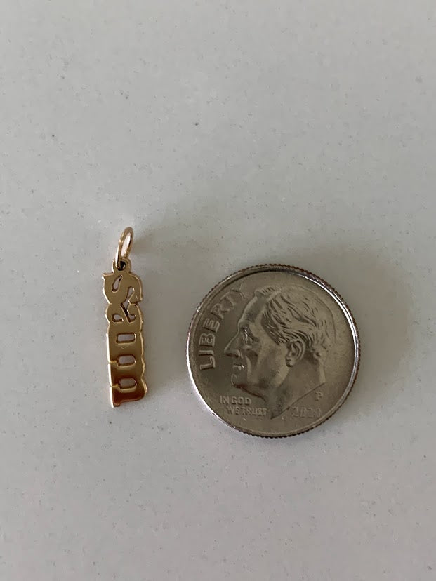 4MM 14K Solid Gold Name/Word Pendant | Personalized Pendant