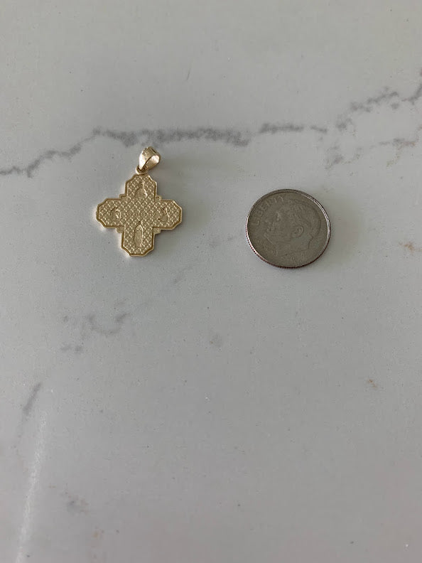 14K Solid Gold Cross | Large Yellow Gold Cross | Catholic Pendant | 14K Solid Gold Cross Christian Pendant | Four Saint Cross