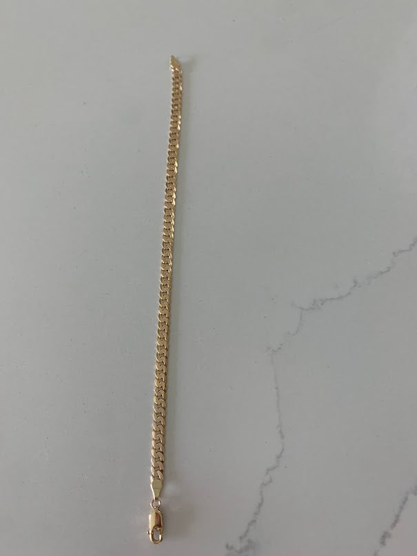 14K Gold Cuban Curb Link Bracelet , Cuban Link Bracelet, 4.5MM Width, 8" Length, Lobster Clasp, Adult Bracelet