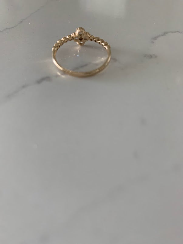 14K Yellow Gold Flower Ring | Cubic Zirconia Dainty Ring| Cute Flower Ring | Everyday Ring | Ring for her | Promise Ring
