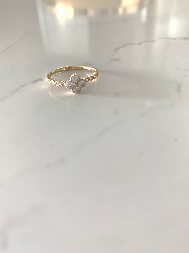 14K Yellow Gold Flower Ring | Cubic Zirconia Dainty Ring| Cute Flower Ring | Everyday Ring | Ring for her | Promise Ring