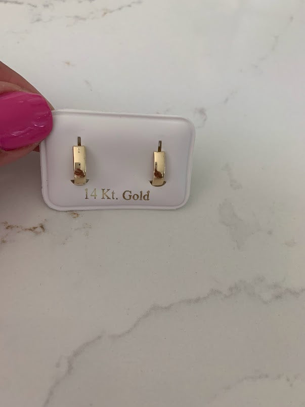 14K 12MM Two Tone Huggies, Everyday Earrings, Gold Earrings, 14K Yellow and White Gold Hoops, 14K One Loop Hoops