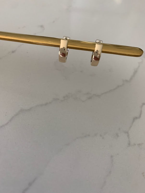14K 12MM Two Tone Huggies, Everyday Earrings, Gold Earrings, 14K Yellow and White Gold Hoops, 14K One Loop Hoops