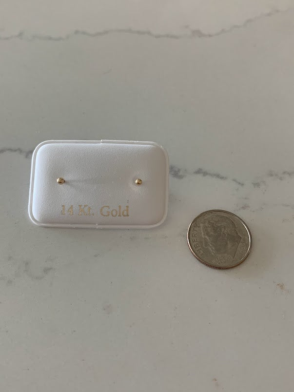 2MM 14K Gold Tiny Ball Stud, Screw Back Stud, 14K Gold Dainty, Bead Stud Earrings, Ball Studs, Tiny Ball Earrings