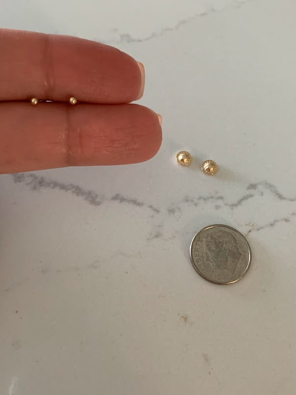 2MM 14K Gold Tiny Ball Stud, Screw Back Stud, 14K Gold Dainty, Bead Stud Earrings, Ball Studs, Tiny Ball Earrings