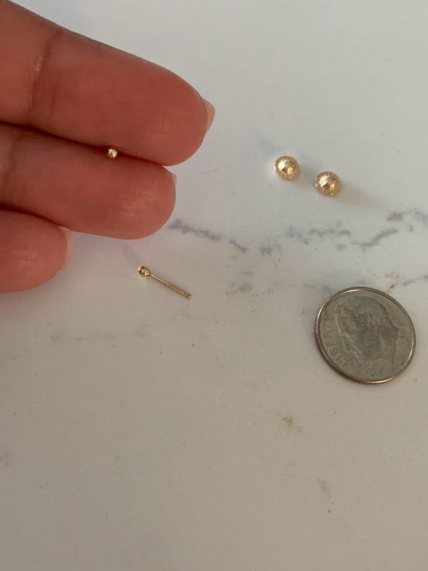 2MM 14K Gold Tiny Ball Stud, Screw Back Stud, 14K Gold Dainty, Bead Stud Earrings, Ball Studs, Tiny Ball Earrings
