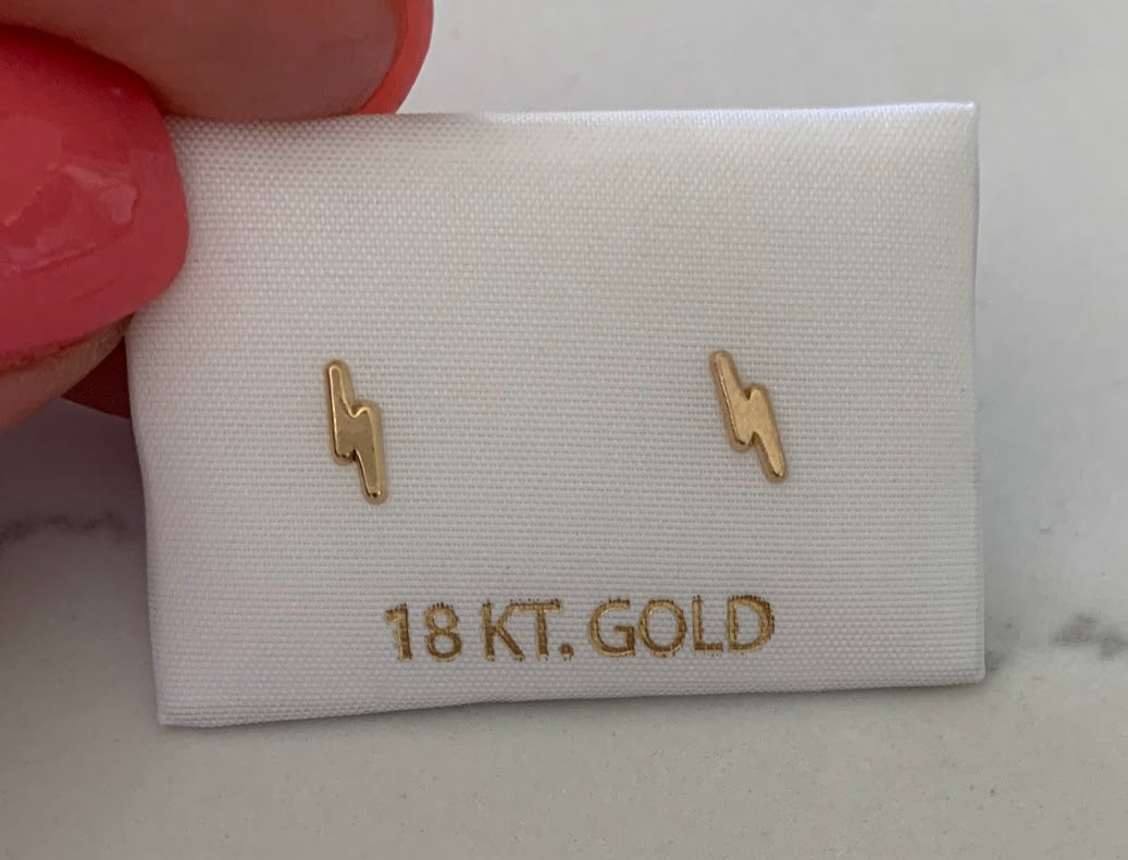 18K Gold Lightning Bolt Stud Earrings | Minimalist Earrings | Everyday Earrings | Dainty Earrings Lightning Studs