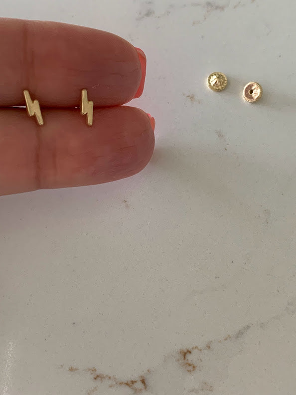 18K Gold Lightning Bolt Stud Earrings | Minimalist Earrings | Everyday Earrings | Dainty Earrings Lightning Studs