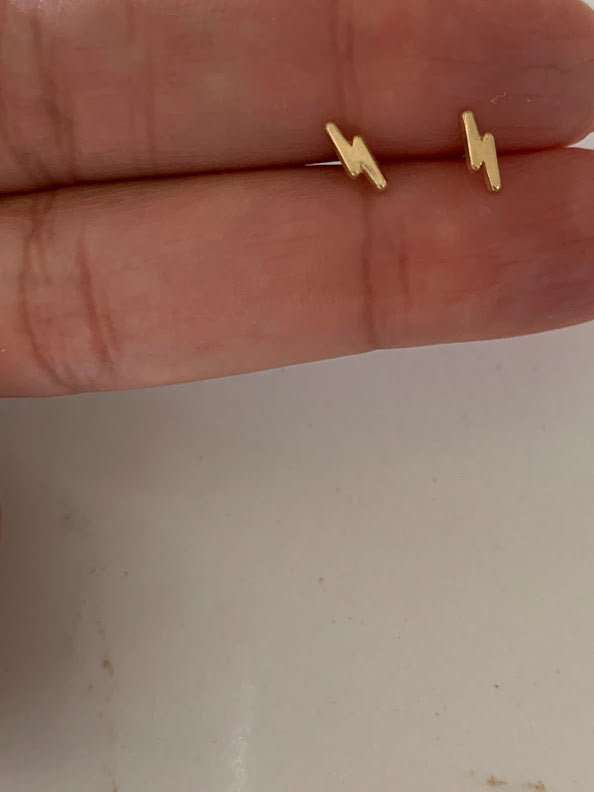 18K Gold Lightning Bolt Stud Earrings | Minimalist Earrings | Everyday Earrings | Dainty Earrings Lightning Studs