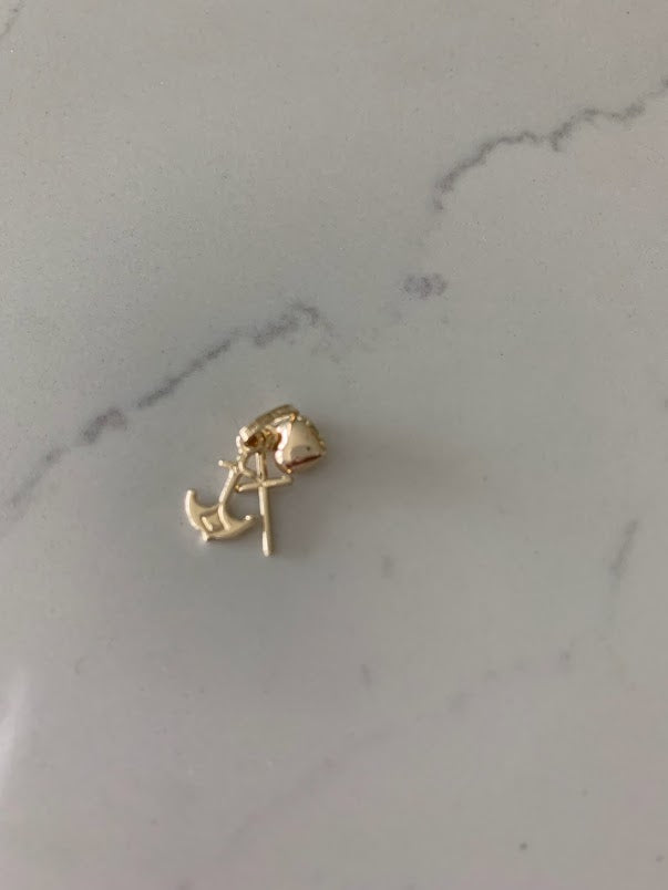 14K Gold Heart, Cross and Anchor Solid Gold Pendant | Faith, Hope and Love Charms | Puff Heart | Triple Pendant