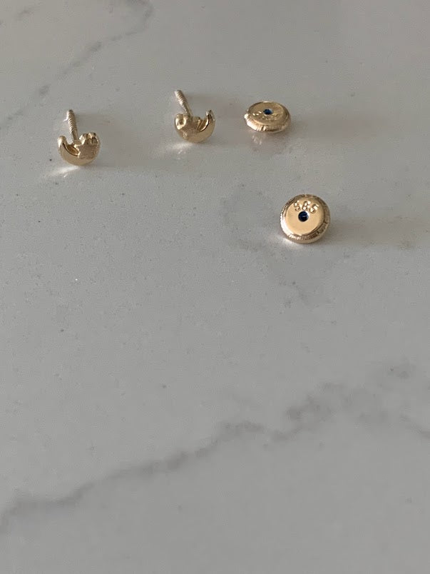14K Gold 4MM Moon with Star Studs Earrings, Moon Earrings, Gold Studs, Celestial Earrings, 14K Gold Earrings
