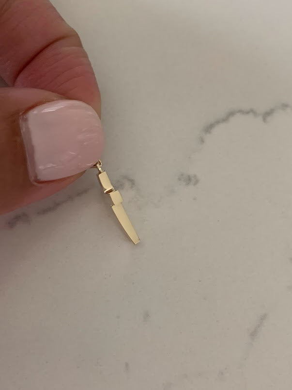 14K Solid Gold Curve Cross | Yellow Gold Cross | High Polish Cross