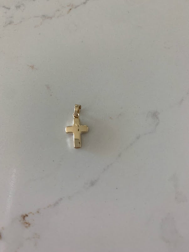 14K Solid Gold Puff Cross | Yellow Gold Cross | High Polish Cross | Catholic Pendant | 14K Solid Gold Cross Christian Pendant | Puff Cross | 12MM