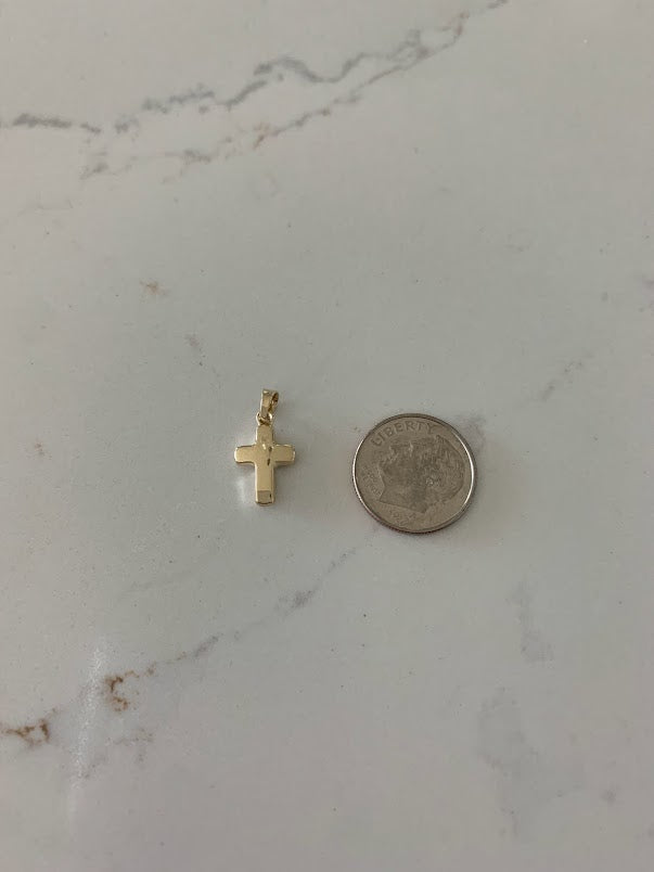 14K Solid Gold Puff Cross | Yellow Gold Cross | High Polish Cross | Catholic Pendant | 14K Solid Gold Cross Christian Pendant | Puff Cross | 12MM