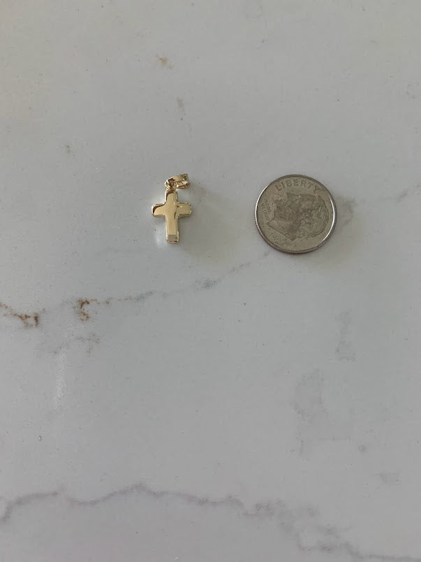 14K Solid Gold Puff Cross | Yellow Gold Cross | High Polish Cross | Catholic Pendant | 14K Solid Gold Cross Christian Pendant | Puff Cross | 12MM