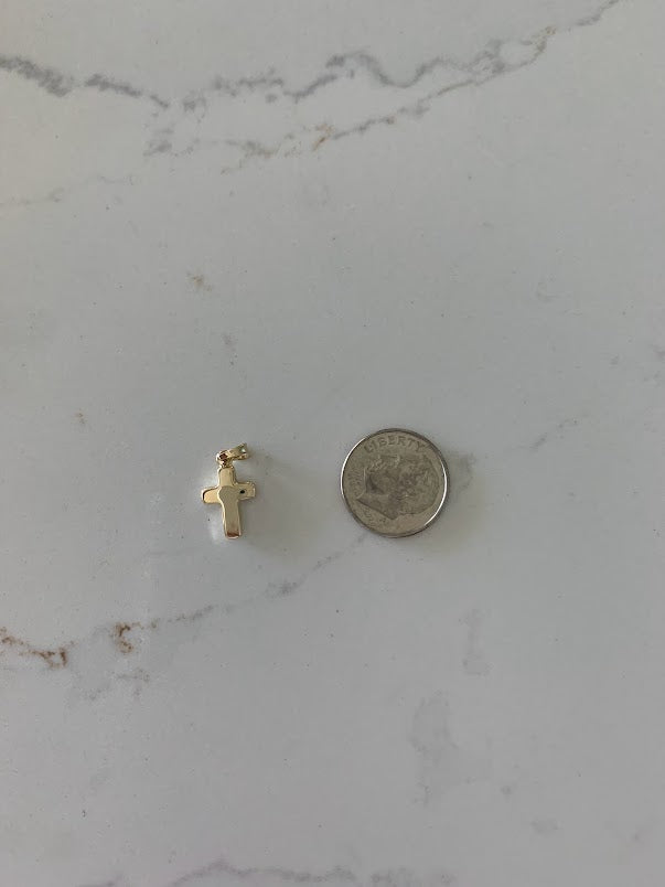 14K Solid Gold Puff Cross | Yellow Gold Cross | High Polish Cross | Catholic Pendant | 14K Solid Gold Cross Christian Pendant | Puff Cross | 12MM